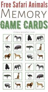 Free Printable Safari Animal Matching Cards Jungle Animals Preschool Matching Cards Safari Activities