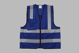 Personal protection equipment> safety vest sku: China Blue Safety Vest With Grey Reflective Strap And Blue Polyester Pocket China Blue Vest Grey Strap And Safety Vests With Reflective Strap Price