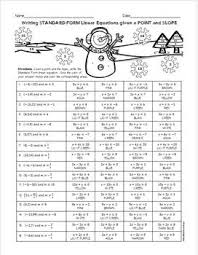 Writing Standard Form Equations Given A Point And Slope Coloring Activity Writing Linear Equations Writing Standards Writing Equations