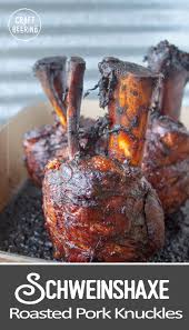 Roasted Pork Knuckles Basted In Delicious Sauce With Aromatics Onions Garlic And Dark Lager Pork Knuckle Pork Roast Roast Pork Knuckle