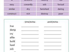 Students pick antonyms for words used in sentences using context clues. Synonyms And Antonyms Printable Worksheets Education Com