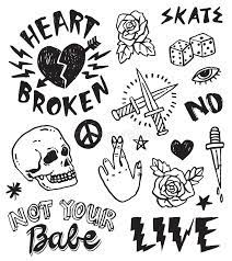 A Set Of Retro Punk Inspired Grunge Doodles Royalty Free Illustration Grunge Tattoo Grunge Doodles Doodle Tattoo