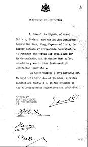 Abdications have played various roles in the succession procedures of monarchies. His Majesty S Declaration Of Abdication Act 1936
