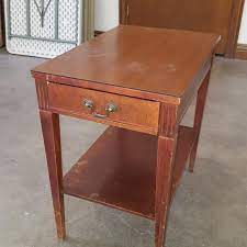 Each rests on a pedestal that is finished with three splayed cab. Best Antique Mersman Side Table For Sale