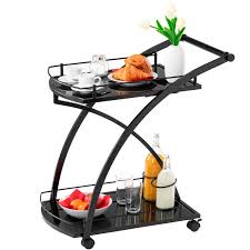 Happy garden vous propose plusieurs types de dessertes, chacune d'entre elles répondant à différents besoins. Chariot De Service Evo Chariot A The Et Boisson Desserte De Cuisine A Roulettes En Metal Noir 2 Plateaux En Verre Trempe Noir Au Meilleur Prix E Leclerc