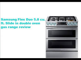 All samsung dual fuel ranges can be shipped to you at home. Samsung Flex Duo 5 8 Cu Ft Slide In Double Oven Gas Range Review Nx58k9850ss Youtube
