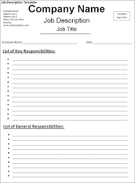 Job Description Template Free Printable Word Templates