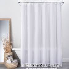 72 X72 Textured Dot Fringed Shower Curtain White Opalhouse White Shower Curtain Neutral Shower Curtains Shower Curtain