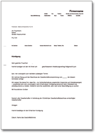 Während bei einer gbr oder bei einem einzelunternehmen das thema geschäftsführung relativ einfach geregelt ist, gibt es bei. Kundigung Des Geschaftsfuhrers Ordentlich Durch Die Gesellschafter De Musterbrief Download