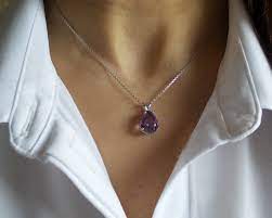 Amethyst Necklace Sterling Silver Amethyst Necklace Pear Etsy Silver Amethyst Amethyst Necklace Amethyst Pendant