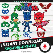 Download Pj Masks Svg Cricut Cut File Set Of 13 File With Catboy Gekko And Owlette