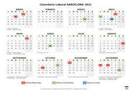 Anticipate a los días festivos de tu provincia y planifica tus vacaciones. Calendario Laboral Barcelona 2021 Para Imprimir