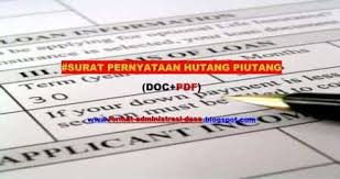 Contoh Surat Pernyataan Hutang Piutang Format Administrasi Desa