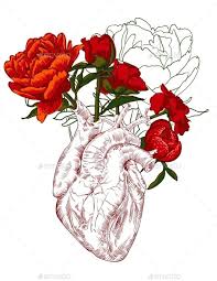 Save on quality art and wall decor. Drawing Human Heart With Flowers Human Heart Art Flower Drawing Heart Drawing