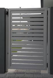 Slatted Gate Powder Coated In Colourbond Surfmist Metal Garden Gates Garden Gate Design Gate Design