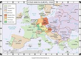 Europe in the world map labeled with countries. Atlas Map Cold War In Europe 1950