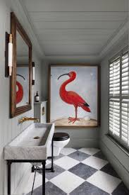 Wide Marble Sink Classic Bathroom With Bold Art Accent Interior Unique House Design House Interior