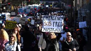 Ice children, caged cat, tango protest. A Largely Maskless Sometimes Violent Protest Against Sydney S Lockdown Raises Fears Of Superspreading The New York Times