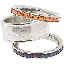 Denver Broncos Team Logo Crystal Stacked Ring Set Denver Broncos Logo Denver Broncos Denver Broncos Outfit