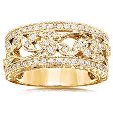 You will have countless options to choose from when it comes to men's wedding bands and simple wedding bands. Annello By Kobelli 14k Yellow Gold 1 4ct Tdw Diamond Floral Vintage Art Nouveau Anniversary Ring On Sale Overstock 9011398