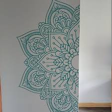 Mandala In Half Wall Sticker Wall Decal Decor For Home Studio Removable Vinyl Sticker For Meditation Yoga Wall Art 2 In 2020 Yoga Wall Art Mandala Wall Art Mandala Design Pattern