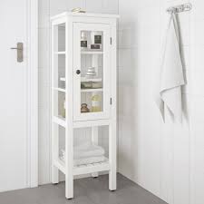 Mallory fletchall's original vanity was essentially just one large cabinet, so keeping the clutter inside to a minimum was tough. Hemnes High Cabinet With Glass Door White 16 1 2x15x51 5 8 Ikea