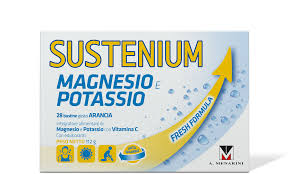 Integratore alimentare di sali minerali, utilepoiché contribuisce alla riduzione della stanchezza e dell'affaticamento, alnormale metabolismo energetico e alla normale funzione ingredienti magnesio, potassio. Sustenium Magnesio E Potassio Arancia Fresh Formula 28 Bustine
