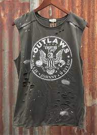 Outlaws Distressed Muscle Tank Top Country Tank Tops Country Outfits Casual Tops For Women
