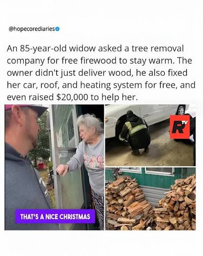 This is the kind of story that restores your faith in humanity. In North  Carolina, 85 year old widow Nana Abernathy reached out to Brittain's Tree  and Crane Service asking if she
