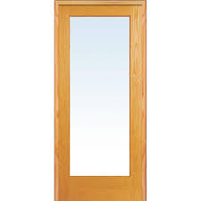 Mmi Door 36 In X 80 In Right Handed Unfinished Pine Wood Clear Glass Full Lite Single Prehung Interior Door Z019931r The Home Depot Prehung Interior Doors Door Glass Inserts Glass French Doors