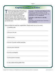 Teach your kids about capitalization by printing these free capitalization worksheets for language arts students and teachers. Capitalization Activity Letters In Titles Capitalization Worksheets Capital Letters In Titles Capital Letters Worksheet