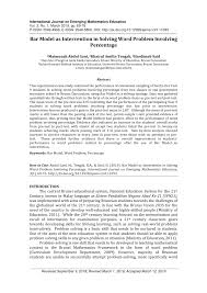 Pdf Bar Model As Intervention In Solving Word Problem Involving Percentage