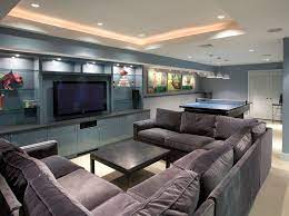 The padded seating is incredibly comfortable while its embossed microfiber fabric boasts contrast stitching detail in a rich taupe color with a leather look. 40 Perfect Game Room Ideas Cool Simple And Amazing Homeprit Modern Basement Basement Design Basement Layout