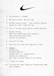 Nike Brand Principles Manifesto Manifesto Design Brand Manifesto Manifesto