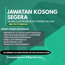 Kerja terkini suruhanjaya perkhidmatan pendidikan. Jobmelaka Jawatan Kosong Technician Segera Fresh Facebook