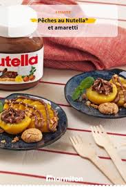 Peches Au Nutella Et Amaretti Recette Recette Facile Recette Recette Peche
