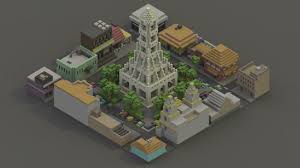 Clock Tower City Voxel Model 3d Model Tower City Clock Tower 3d Model
