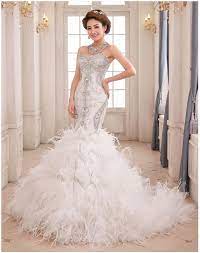Luxury Sweetheart Beaded Crystals Sleeveless Feather Mermaid Wedding Dress Wedding Dresses Mermaid Sweetheart Wedding Dress With Feathers Wedding Gowns Mermaid