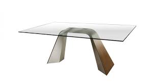 The Dramatic Hyper Table From Elite Modern Features Brushed Stainless Steel Panels That Frame A Pla Modern Dining Table Furniture Contemporary Furniture Stores