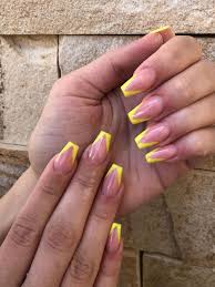 Cute Bright Yellow V French Tip Coffin Nails Set Frenchnails Vfrenchnails French Tip Acrylic Nails French Tip Nail Designs Colored French Nails Alibaba.com offers 2,614 french nails acrylic products. pinterest