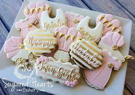Fancy Pink And Gold Baby Shower Sugar Cookies Baby Shower Cookies Pink Baby Shower Baby Cookies