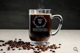 Wreath Monogram Clear Coffee Mugs Mugs Custom Coffee