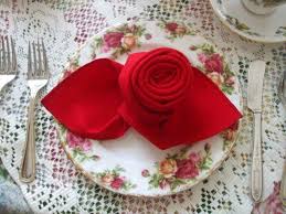 Pliage Serviette Tissu Rouge Elegant Forme Rose Pliage Serviette Tissu Serviettes En Tissu Pliage Serviette