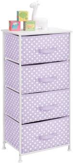 Shipped with usps priority mail. Amazon Com Mdesign 4 Drawer Vertical Dresser Storage Tower Sturdy Steel Frame Wood Top And Easy Pull Fabric Bins Multi Bin Organizer Unit For Child Kids Bedroom Or Nursery Light Purple White Polka Dots Kitchen
