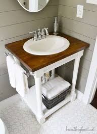This Small Woodworking Project Used Four Standard Newel Posts For The Vanity S Ornate Legs The Open D Diy Bathroom Vanity Diy Bathroom Small Bathroom Vanities