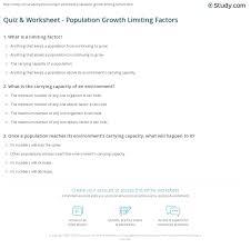 You can & download or print using the browser document reader options. Quiz Worksheet Population Growth Limiting Factors Study Com