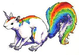 Welcome Rainbow Unicorn Fantasy Art Squirrel