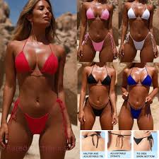 New Sexy Mini Bikini Shiny Women Brazilian G-String Set Thong Swimwear  Swimsuits | eBay