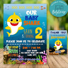 Pinkfong fans will love coloring and decorating their favorite baby shark characters and scenes. Editable Baby Shark Birthday Invitations For Boy Instant Download Bobotemp