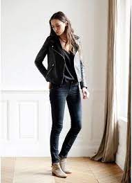 Discover more in our how to wear: Dress In A Black Leather Moto Jacket And Black Slim Jeans For A Comfortable Outfit That S A Casual Winter Outfits Black Skinny Jeans Black Leather Biker Jacket